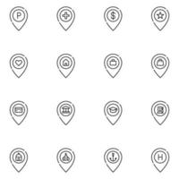 Maps Pin Location Line Icon Set vector