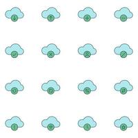 Cloud Storage Data Filled Line Icon Set vector