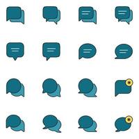 Speech Bubble Filled Line Icon Set Vector