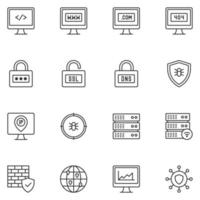 Web Hosting Line Icon Set vector