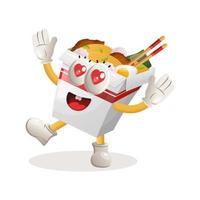 Cute ramen mascot playful and happy vector