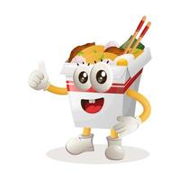 Cute ramen mascot thumbs up vector