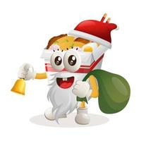 lindo ramen mascota santa claus navidad vector