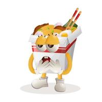 Cute ramen mascot with bored expression vector