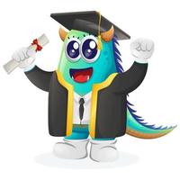 Cute blue monster just graduated vector