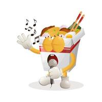 Cute ramen mascot singing, sing a song vector