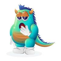 Cute blue monster with bored expression vector