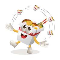 Cute ramen mascot freestyle with ramen vector