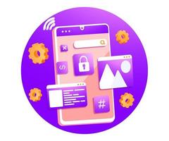 designing an application system on a smartphone vector
