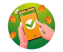 transacciones de pago con aplicaciones para teléfonos inteligentes vector