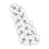 flor de hibisco para colorear ilustración de página con trazo de arte de línea de dibujado a mano en blanco y negro vector