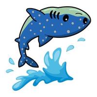 Cute whale shark cartoon jumping vector