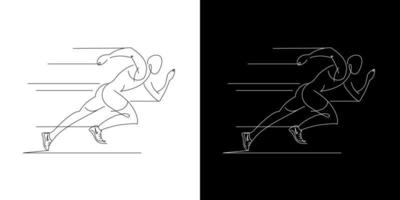 dibujo lineal de un joven atleta corredor enfocado en una carrera de sprint. deporte individual, concepto competitivo. Ilustración de vector de diseño de dibujo de línea única dinámica para correr competencia poster.vector ilustración