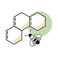 Bee and Honey set. Honeycomb and bee icon. Outline thin line flat illustration. Linear style Isolated on white background. Vector illustration.