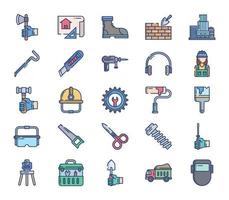 Construction and engineering tools icon set vector