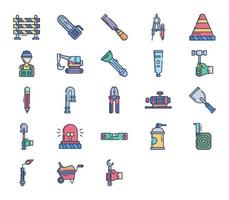 Construction and engineering tools icon set vector