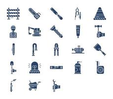 Construction and engineering tools icon set vector