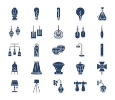 Lighting and electric bulb icon set vector