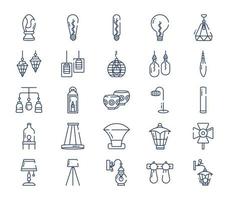 Lighting and electric bulb icon set vector