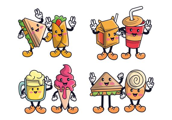 Perfect Match Kawaii Clipart Set Cute Food Clip Art Friendship 