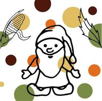 gnome corn and leave happy autumn to everyone happy fall you all in orange yellow green and brown colors vector