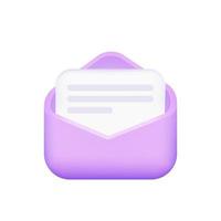 Envelope with paper documents icon. 3D Vector Illustrations.