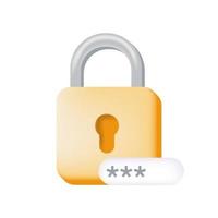 Data protection, safety, 3d design of padlock, lock with password. Vector illustration