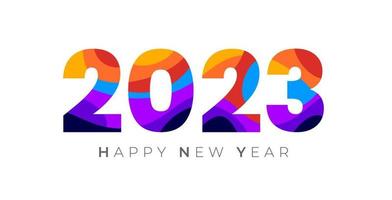 Happy New Year 2023 Background Template. 2023 colorful text design. vector