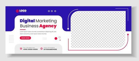 Digital marketing Social Media Cover photo Template Design . digital marketing agency web banner. business marketing social media cover design with red color. web banner. social media cover design. vector