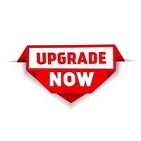 Upgrade now banner, label, icon flat design. Vector illustration isolated on white background.