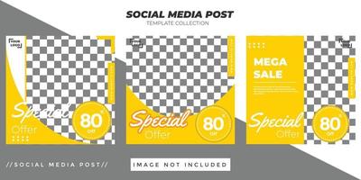 Social Media Post Template Food Yellow vector