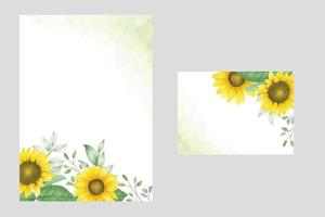 Beautiful Sunflower Wedding Invitation Card Template vector