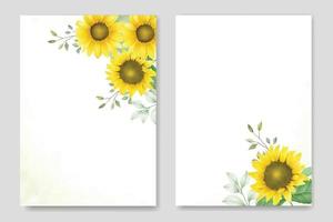 Beautiful Sunflower Wedding Invitation Card Template vector