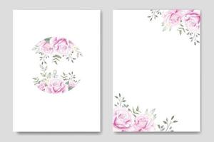 Beautiful Floral Roses wedding invitation Card Template vector