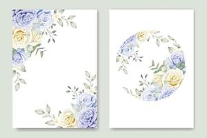 Beautiful Floral Roses wedding invitation Card Template vector