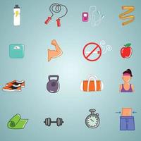 hand drawn fitness icons vector