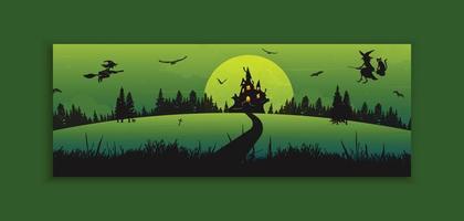 Halloween party web banner template design vector