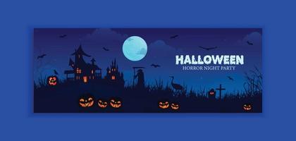 Halloween party web banner template design vector