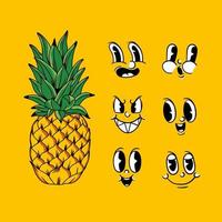 diseño de vector de conjunto de emoción de piña editable