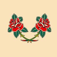 Rose traditional tattoo design flower vector