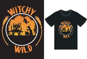 Witchy Wild t shirt design for Halloween day. vector