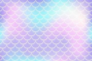 Mermaid rainbow background in fantasy style with scales. Unicorn holographic gradient texture. Sea fish kawaii vector backdrop.