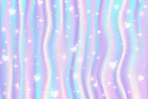 Holographic striped gradient background. Iridescent neon texture with abstract pattern. Rainbow unicorn wallpaper . Vector illustration.