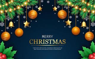 Elegant christmas background with realistic decoration vector