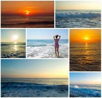 collage de fotos de la costa del mar con olas y salpicaduras