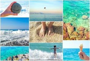 collage de fotos de vacaciones de verano en la costa del mar