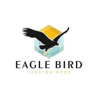 flying eagle illustration logo design vector