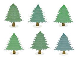 collection of christmas trees in cartoon style vector