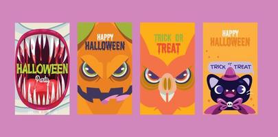 halloween card collection template vector