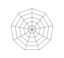 Octagonal radar or spider diagram template. Octagon graph. Flat spider mesh. Blank eight sided radar chart. Kiviat diagram for statistic and analitic. Vector illustration isolated on white background